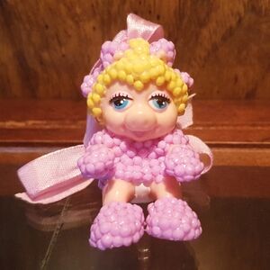 1986 Muppet Babies Miss Piggy Figure Hand Crafted Beaded Ornament Vintage
